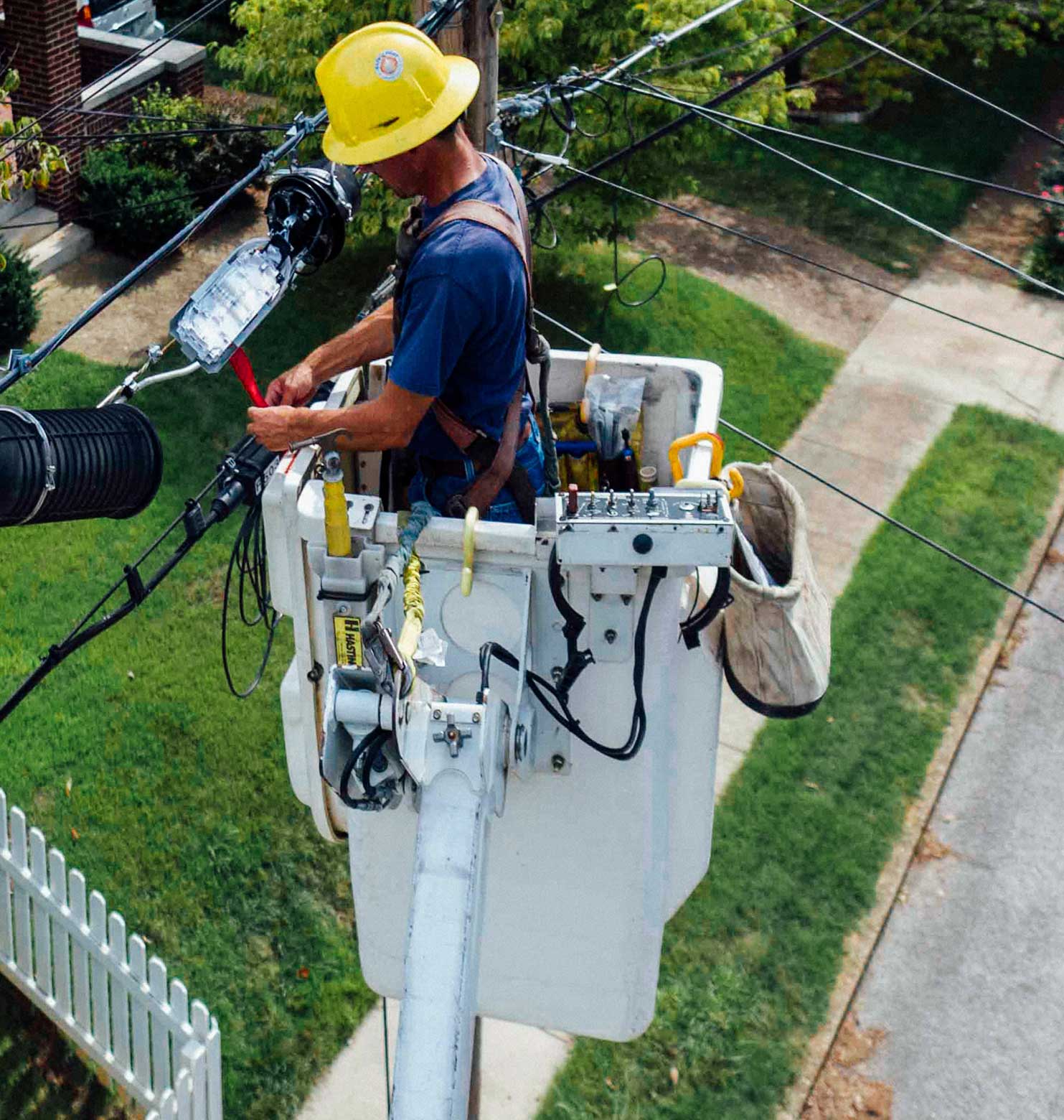 man working on power pole