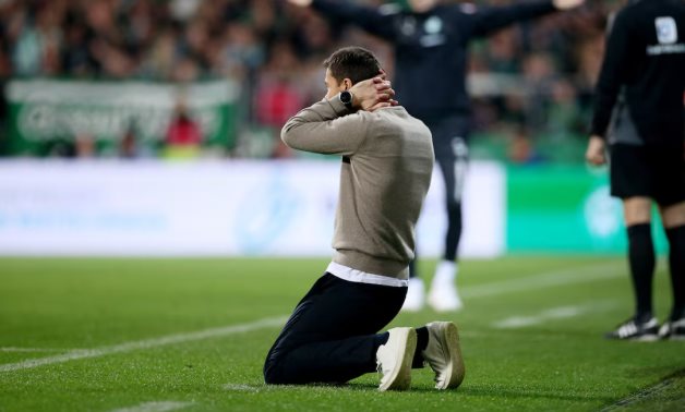 Bayer Leverkusen coach Xabi Alonso reacts after Werder Bremen's Romano Schmid scored their second goal REUTERS/Cathrin Mueller