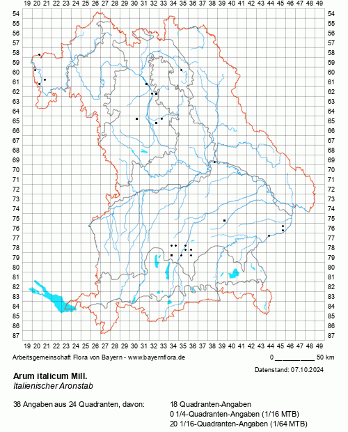 Die Verbreitungskarte zu Arum italicum Mill. wird geladen ...