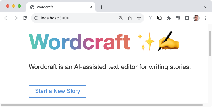 Wordcraft start screen