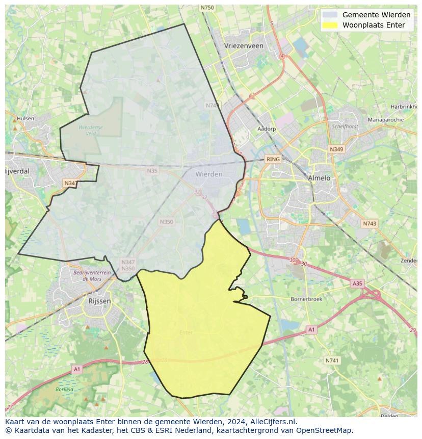 Kaart van de woonplaats Enter. Op deze pagina vind je veel informatie over inwoners (zoals de verdeling naar leeftijdsgroepen, gezinssamenstelling, geslacht, autochtoon of Nederlands met een migratieachtergrond,...), woningen (aantallen, types, prijs ontwikkeling, gebruik, type eigendom,...) en méér op basis van open data van het centraal bureau voor de statistiek, het kadaster en diverse andere bronnen!