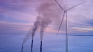 High Pipes and Windmill in Ocean