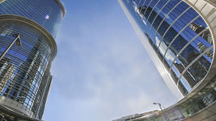 Shot of skyscrapers from below