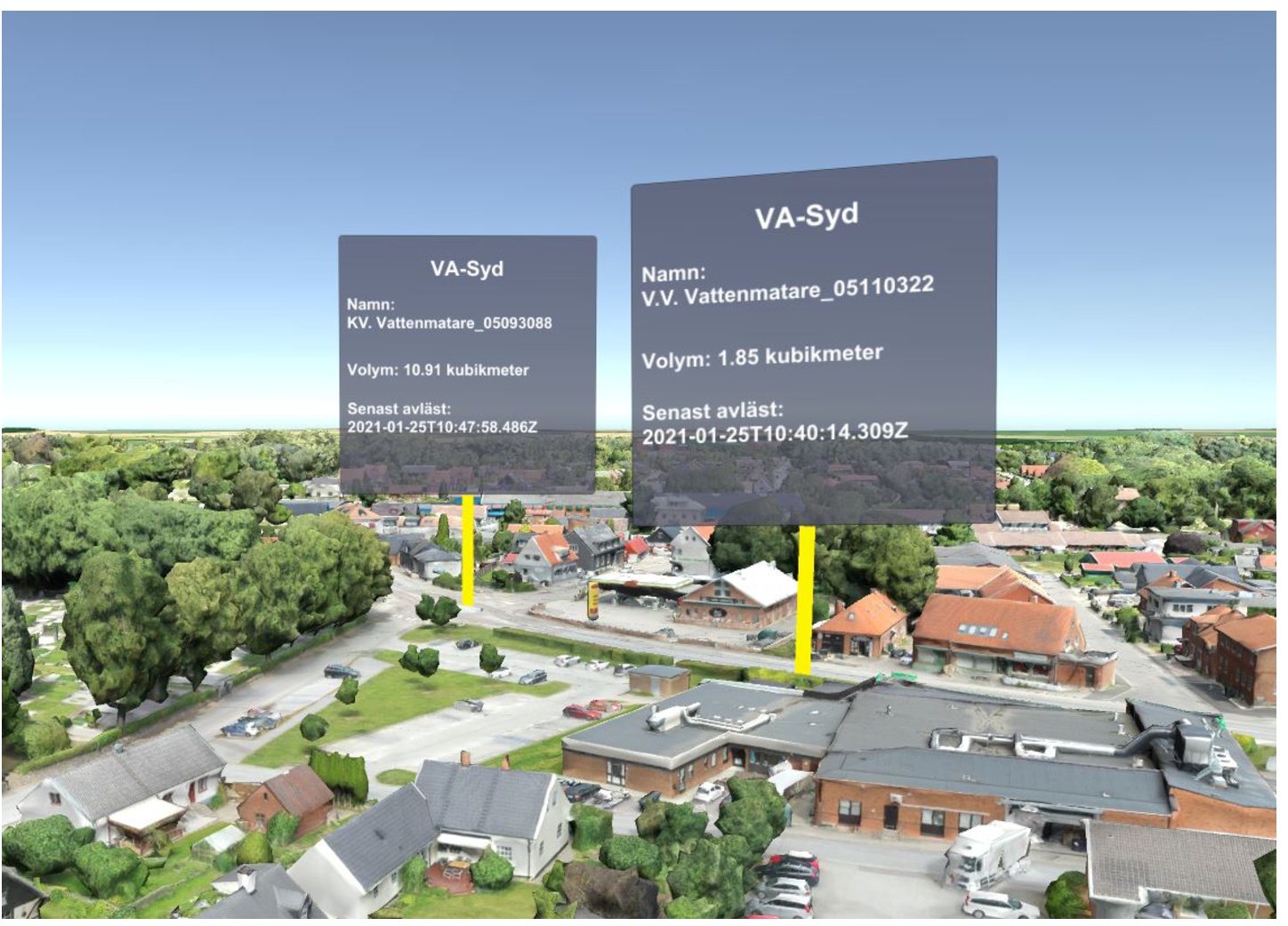 The “digital tvilling” in Veberöd village – a water consumption monitor system. Source: https://smartabyar.se/ (photo used with permission from Byutveckling AB).