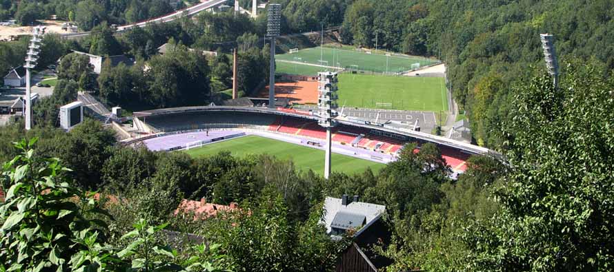 view of erzgebirgsstadion from hill