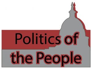 silhouette of the capitol building in grey and maroon with the title of stevie cortez's column, "politics of the people"