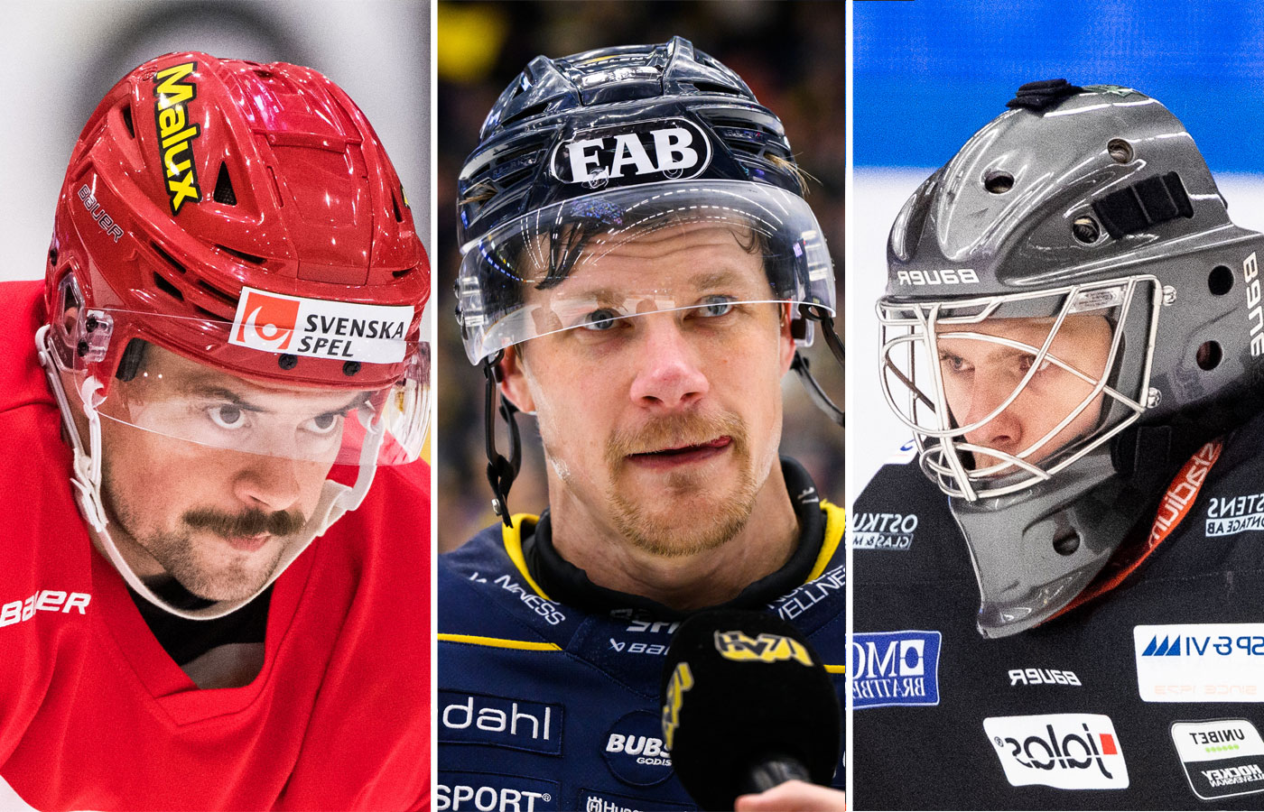 Jesper Dahlroth, Simon Önerud och Arvid Ljung kan mycket väl ha Hockeyettan-ögon på sig. Foto: Bildbyrån