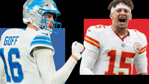 Jared Goff of the Detroit Lions and Patrick Mahomes of the Kansas City Chiefs