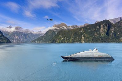 Cruise boat trip through the Fiords in Milford Sound, South Island, New Zealand