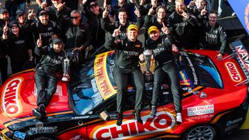 Brodie Kostecki driver of the #1 Erebus Motorsport Chevrolet Camaro ZL1, Todd Hazelwood driver of the #1 Erebus Motorsport Chevrolet Camaro ZL1 during the Bathurst 1000, part of the 2024 Supercars Championship Series at Mount Panorama, on October 13, 2024 in Bathurst, Australia. (Photo by Daniel Kalisz/Getty Images)