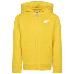 Boys' Grade School - Nike Club Fleece Full-Zip Hoodie - Yellow/White