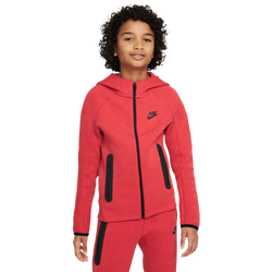 Boys' Grade School - Nike NSW Tech Fleece Full-Zip Hoodie - Black/University Red