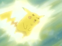 Pikachu de Ash usando rayo.