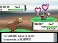 Un Geodude enamorándose por los efectos de atracción.