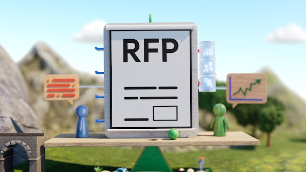 A live-action still image of a large machine that says 'RFP' at the top.