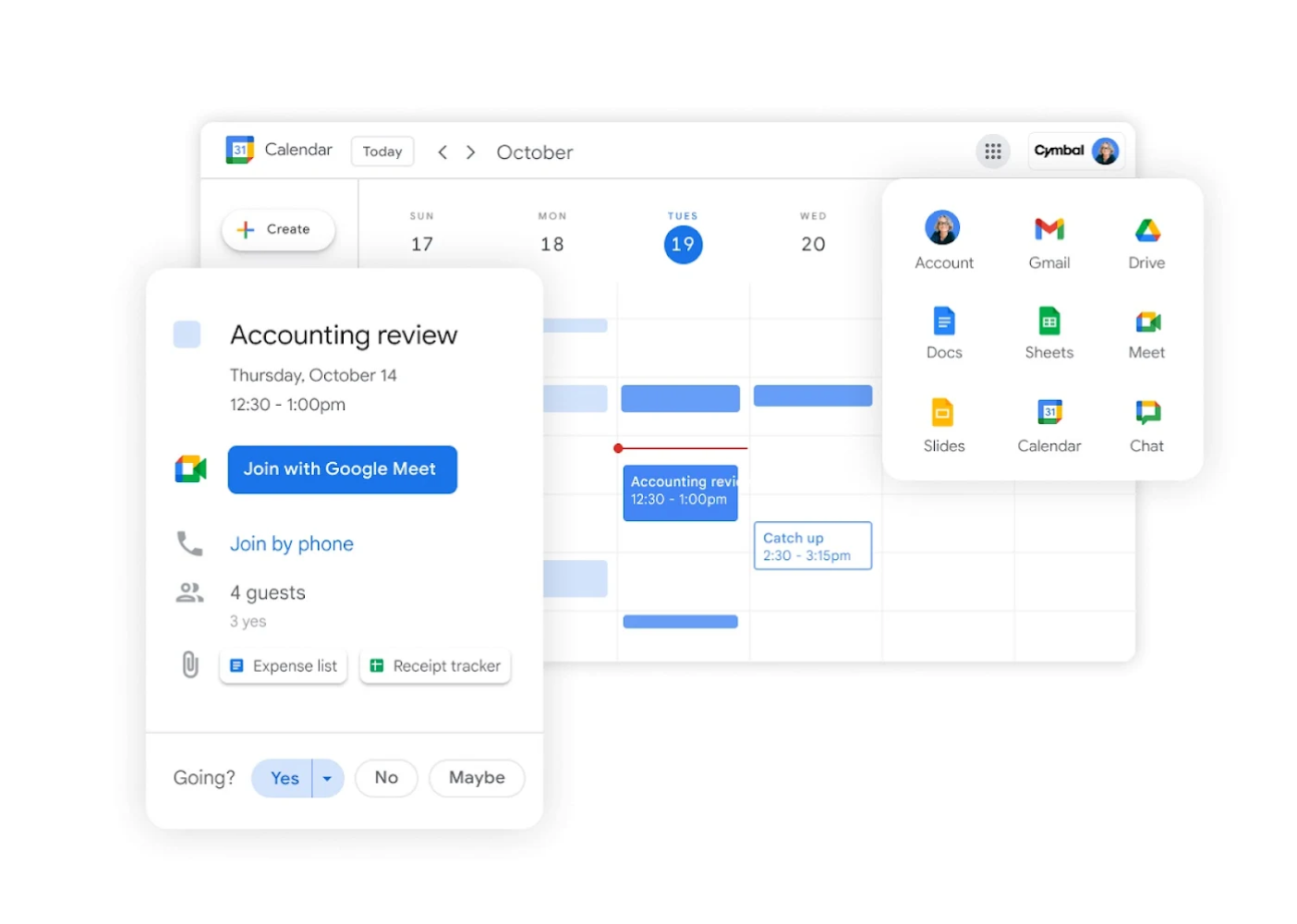 Google Workspace inclut Google Meet, Chat, Drive, Docs, Sheets et Slides dans un seul abonnement. 