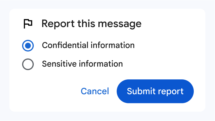 舉報包含敏感內容或機密資料的對話框。