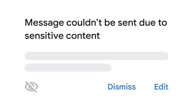 An error stating 'Message couldn't be sent due to sensitive information'.