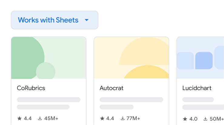 Gestileerde afbeeldingen van integraties die werken met Spreadsheets