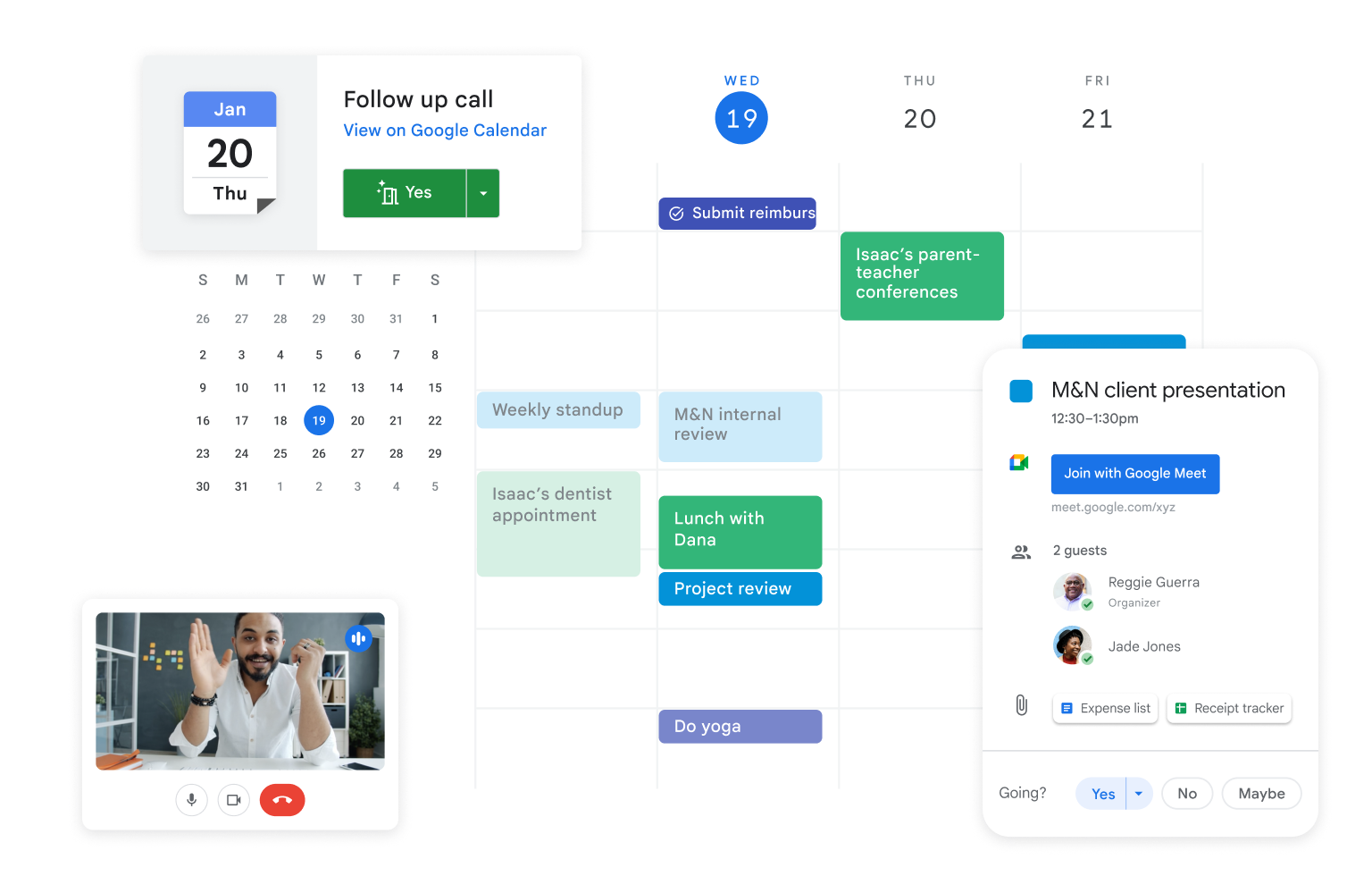 Megosztható naptár a Google Workspace-ben.