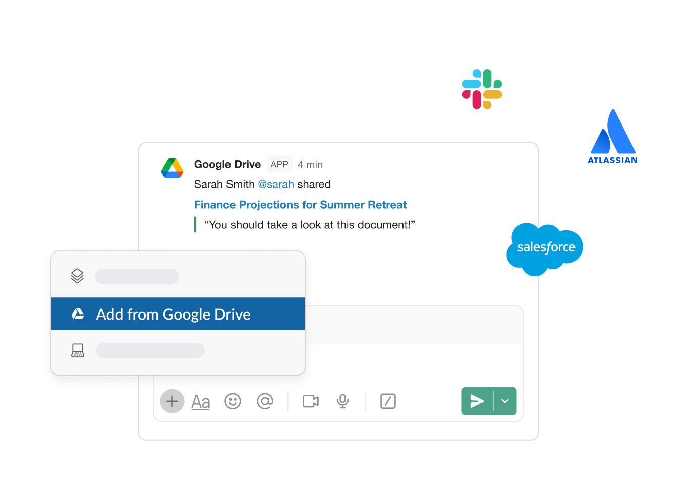 นำเข้าไฟล์จาก Google ไดรฟ์ไปไว้ในแอปของบุคคลที่สาม เช่น Salesforce
