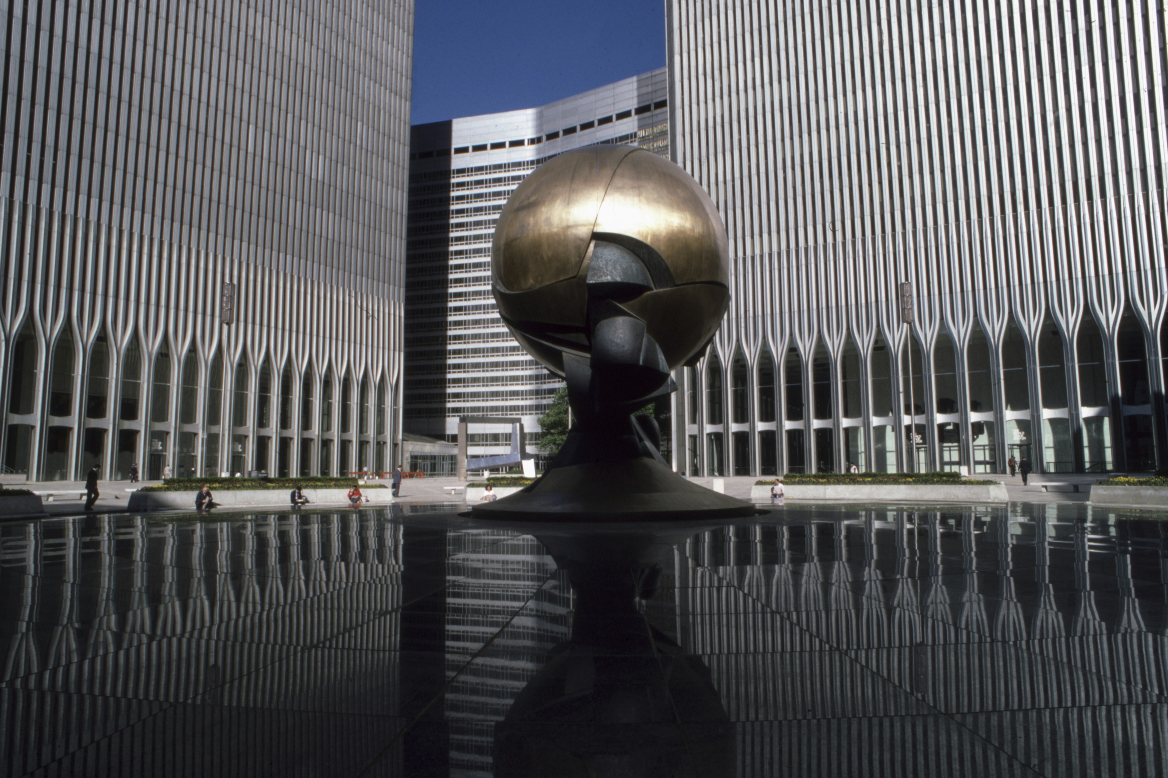 Fritz Koenig's The Sphere at The World Trade Center, 1989