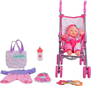 Dream Collection, Baby Doll Care Gift Set with Stroller - Lifelike Baby Doll and Accessories for Realistic Pretend Play, P...