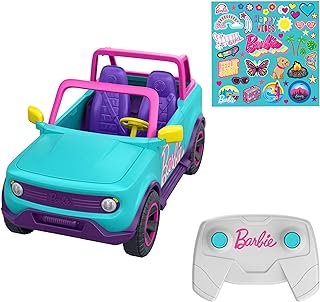 Hot Wheels Barbie RC SUV, Remote-Control Pink Vehicle That Fits 2 Barbie Dolls & Accessories, Includes Kid-Applied Sticker...