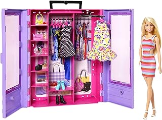 Barbie Doll & Playset, Fashionistas Ultimate Closet with Clothes (3 Outfits) & Fashion Accessories Including 6 Hangers