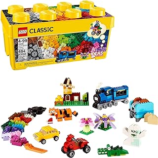 LEGO Classic Medium Creative Brick Box 10696 Building Toy Set - Featuring Storage, Includes Train, Car, and a Tiger Figur...