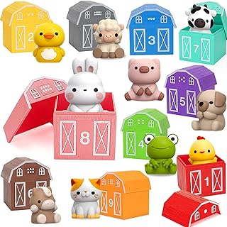 Learning Toys for 1,2,3 Year Old Toddlers, 20Pcs Farm Animals Toys Montessori Counting, Matching & Sorting Fine Motor Game...