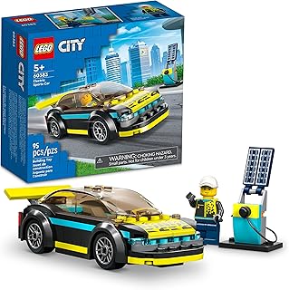 LEGO City Electric Sports Car 60383, Toy for 5 Plus Years Old Boys and Girls, Race Car for Kids Set with Racing Driver Min...