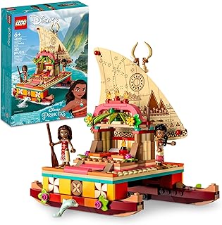 LEGO Disney Princess Moana's Wayfinding Boat Building Toy 43210 Disney Princess Toy Set with Moana and Sina Mini-Dolls, Do...