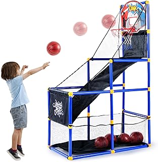 JOYIN Arcade Basketball Game Set with 4 Balls and Hoop for Kids 3 to 12 Years Old Indoor Outdoor Sport Play - Easy Set Up...