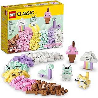 LEGO Classic Creative Pastel Fun Bricks Box 11028, Building Toys for Kids, Girls, Boys Ages 5 Plus with Models; Ice Cream,...