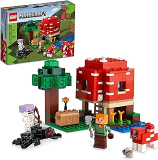 LEGO Minecraft The Mushroom House Set, 21179 Building Toy for Kids Age 8 Plus, Gift Idea with Alex, Mooshroom & Spider Joc...