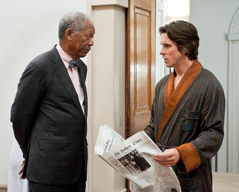 Morgan Freeman and Christian Bale in The Dark Knight Rises (2012)