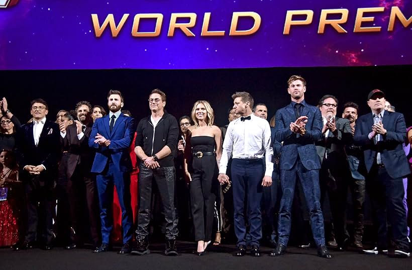 Robert Downey Jr., Josh Brolin, Chris Evans, Jon Favreau, Kevin Feige, Scarlett Johansson, Brie Larson, Jeremy Renner, Mark Ruffalo, Anthony Russo, Joe Russo, Benedict Wong, Chris Hemsworth, Evangeline Lilly, Tessa Thompson, Karen Gillan, and Emma Fuhrmann at an event for Avengers: Endgame (2019)