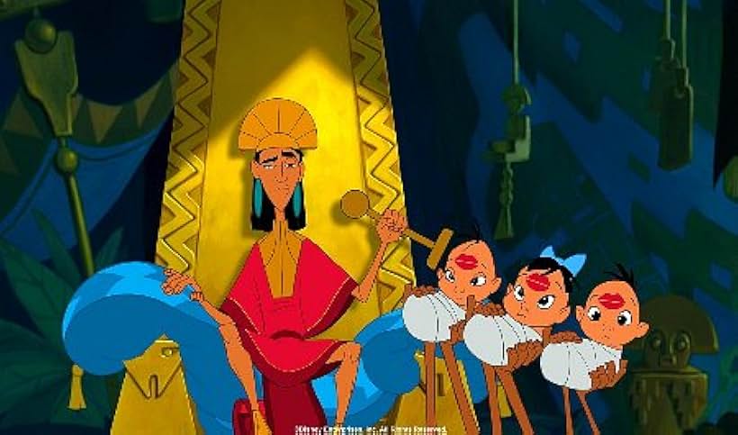 Emperor Kuzco stamps kiss marks on babies instead of kissing them