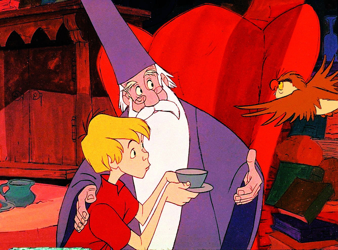 Junius Matthews, Rickie Sorensen, and Karl Swenson in The Sword in the Stone (1963)