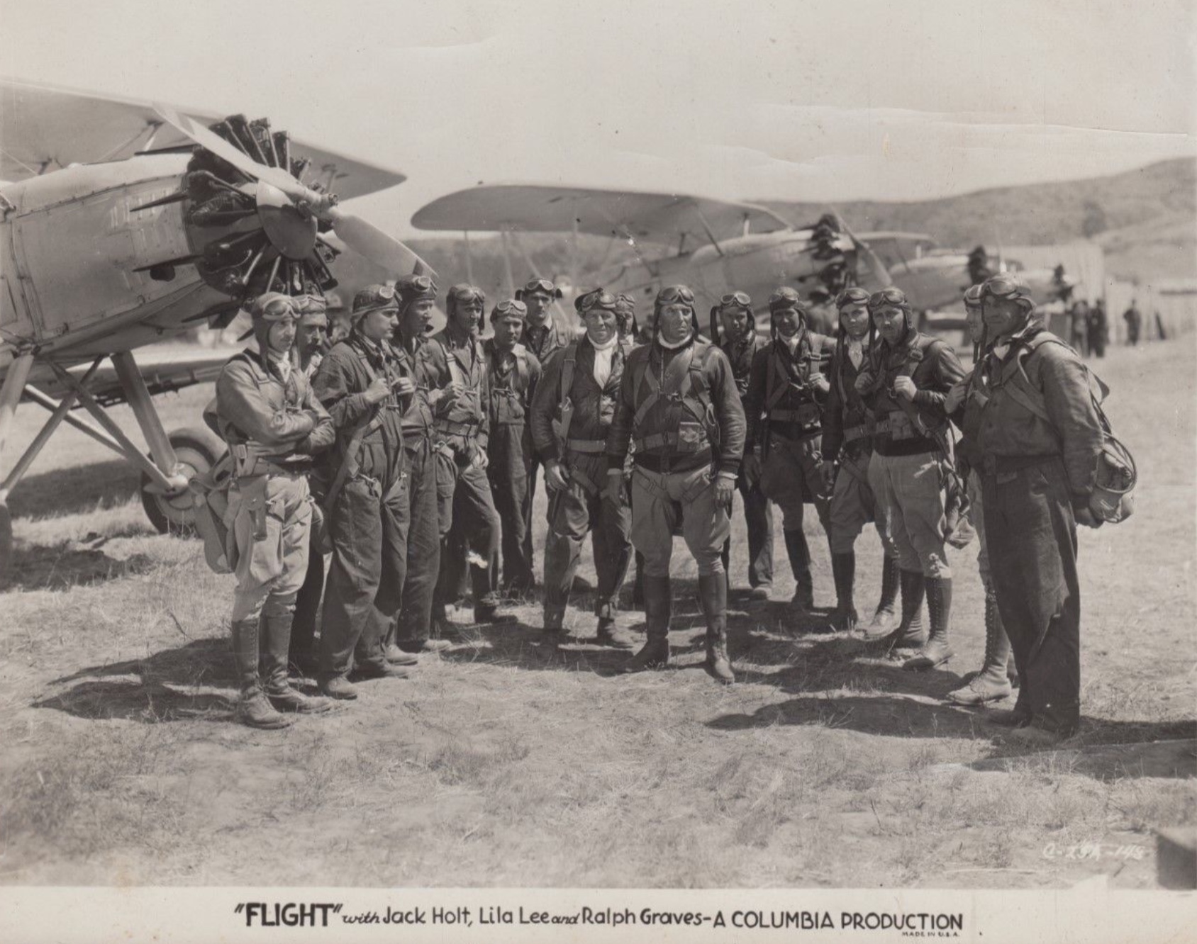 Walter Brennan, Joe Bordeaux, Eddy Chandler, Harold Goodwin, Ralph Graves, Jack Holt, George Irving, and Alan Roscoe in Flight (1929)