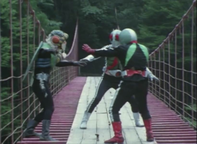 Hiroshi Fujioka and Takeshi Sasaki in Kamen Rider (1971)