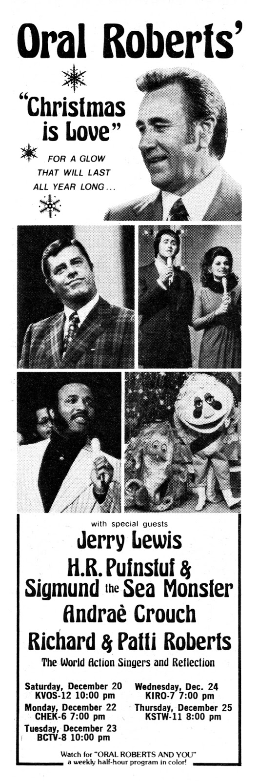 Jerry Lewis, Andraé Crouch, Oral Roberts, Richard Roberts, Patti Roberts, and The Krofft Puppets in Oral Roberts: Christmas Is Love (1975)