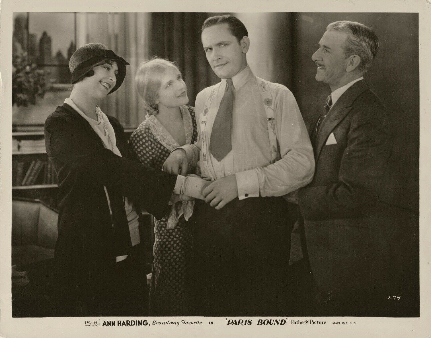 Ilka Chase, Ann Harding, George Irving, and Fredric March in Paris Bound (1929)