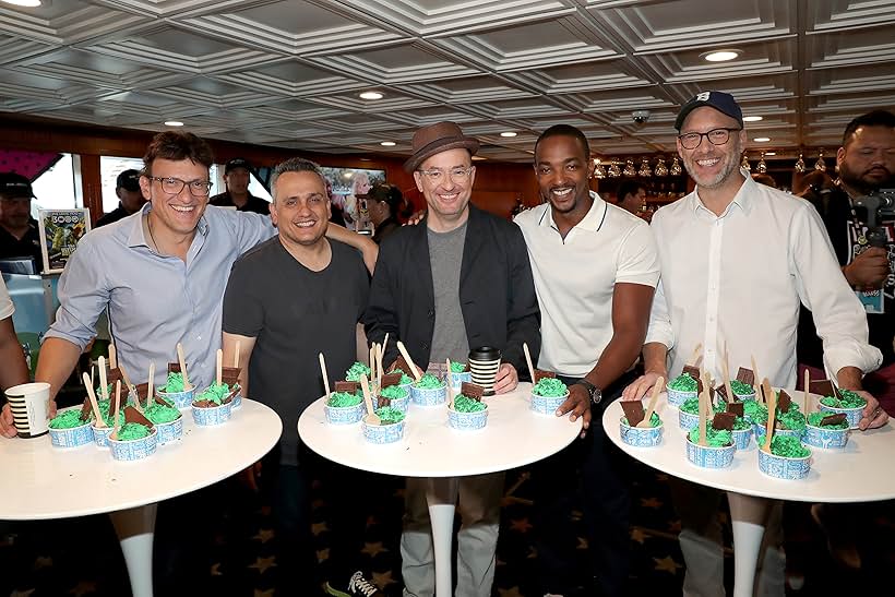 Anthony Russo, Joe Russo, Anthony Mackie, Christopher Markus, and Stephen McFeely at an event for IMDb at San Diego Comic-Con (2016)