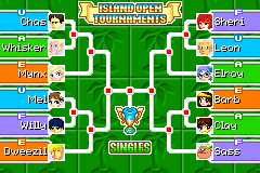 The Island Open Singles Bracket in Mario Tennis: Power Tour.