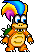 A sprite of Iggy Koopa from Mario's Early Years! Fun with Letters.