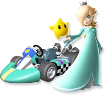 Artwork of Rosalina and Luma and their kart from Mario Kart Wii