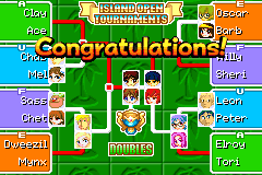 The Final Island Open Doubles Bracket in Mario Tennis: Power Tour.