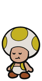 Yellow Chosen Toad sprite from Paper Mario: Color Splash.